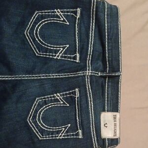 True Religion Women's Dark Blue Stitch Jeans